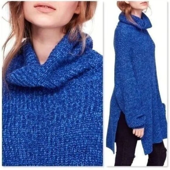 Free People Sweaters - Free People Eleven Tunic Sweater Chunky Side Slit Turtleneck Size Medium